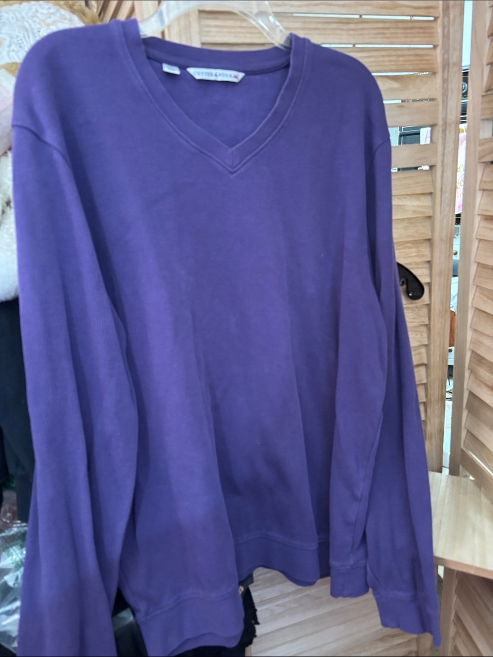 Cutter & Buck Men's V-Neck Sweater in Deep Purple Medium